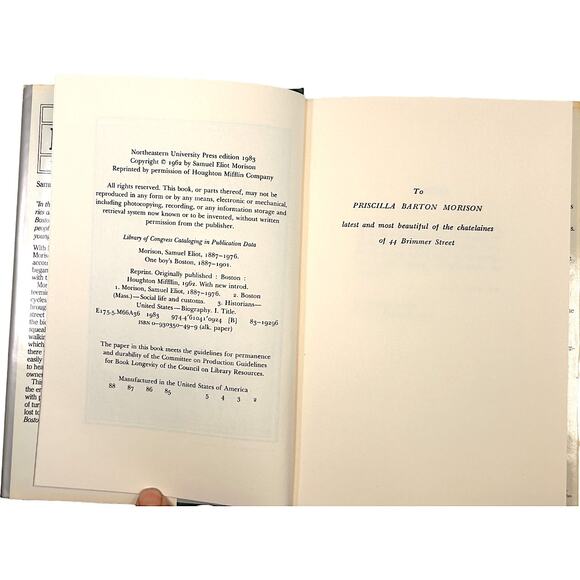 One Boy's BOSTON 1887-1901 Hardcover Book by Samuel Morison - Picture 5 of 10